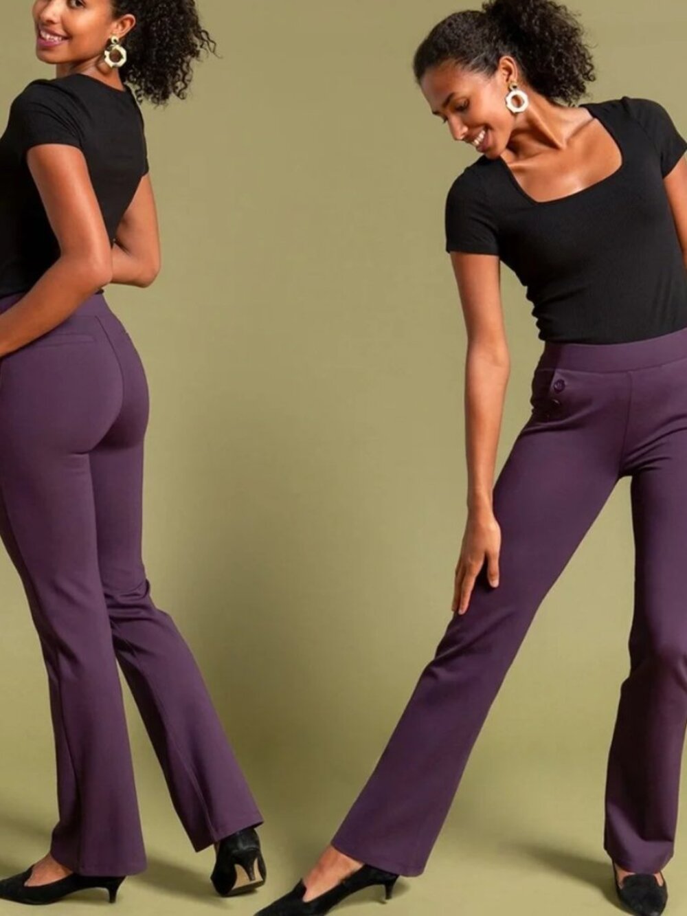 New Betabrand Dark Orchid Six Button Bootcut Dress Pant Yoga Pants XLarge Petite